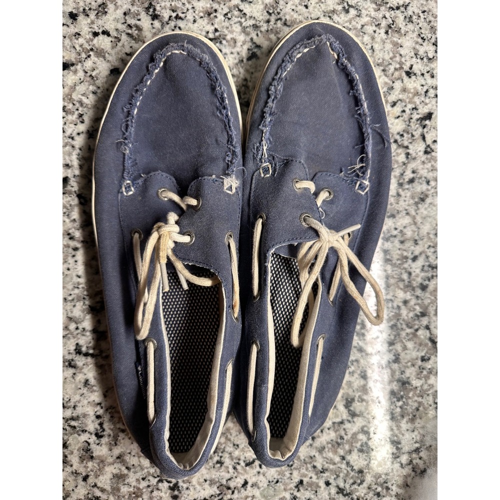 Columbia Men's Navy Blue Canvas Boat Shoes Lace Up Casual Comfort Size 11